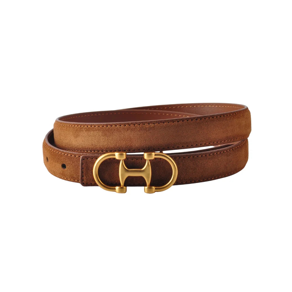 Belts- MW Stitched Clean Leather Belt with Horse Bit Buckle