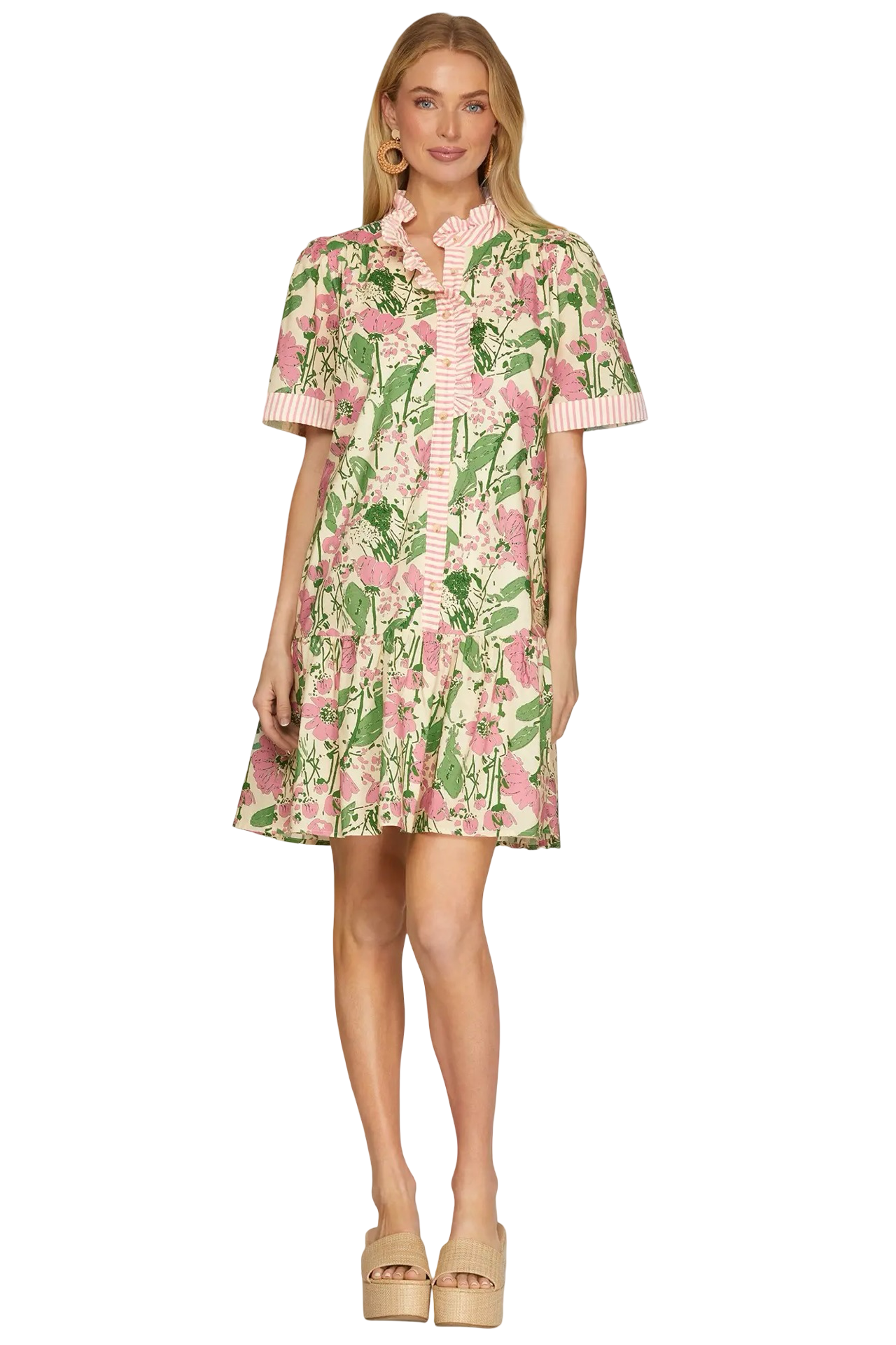 She+Sky Ruffle Sleeve Printed Mini Dress