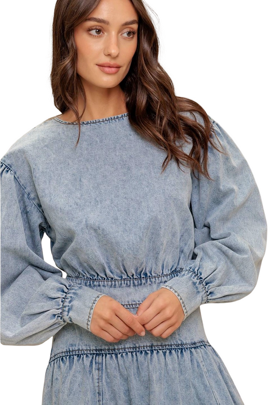 Apparel- Flying Tomato Acid Washed Denim Top