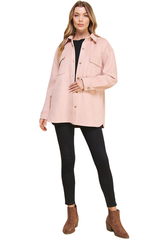 Apparel-Allie Rose Microsuede Shirt With Pockets