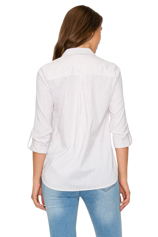 DNA Couture Striped Button Down Top