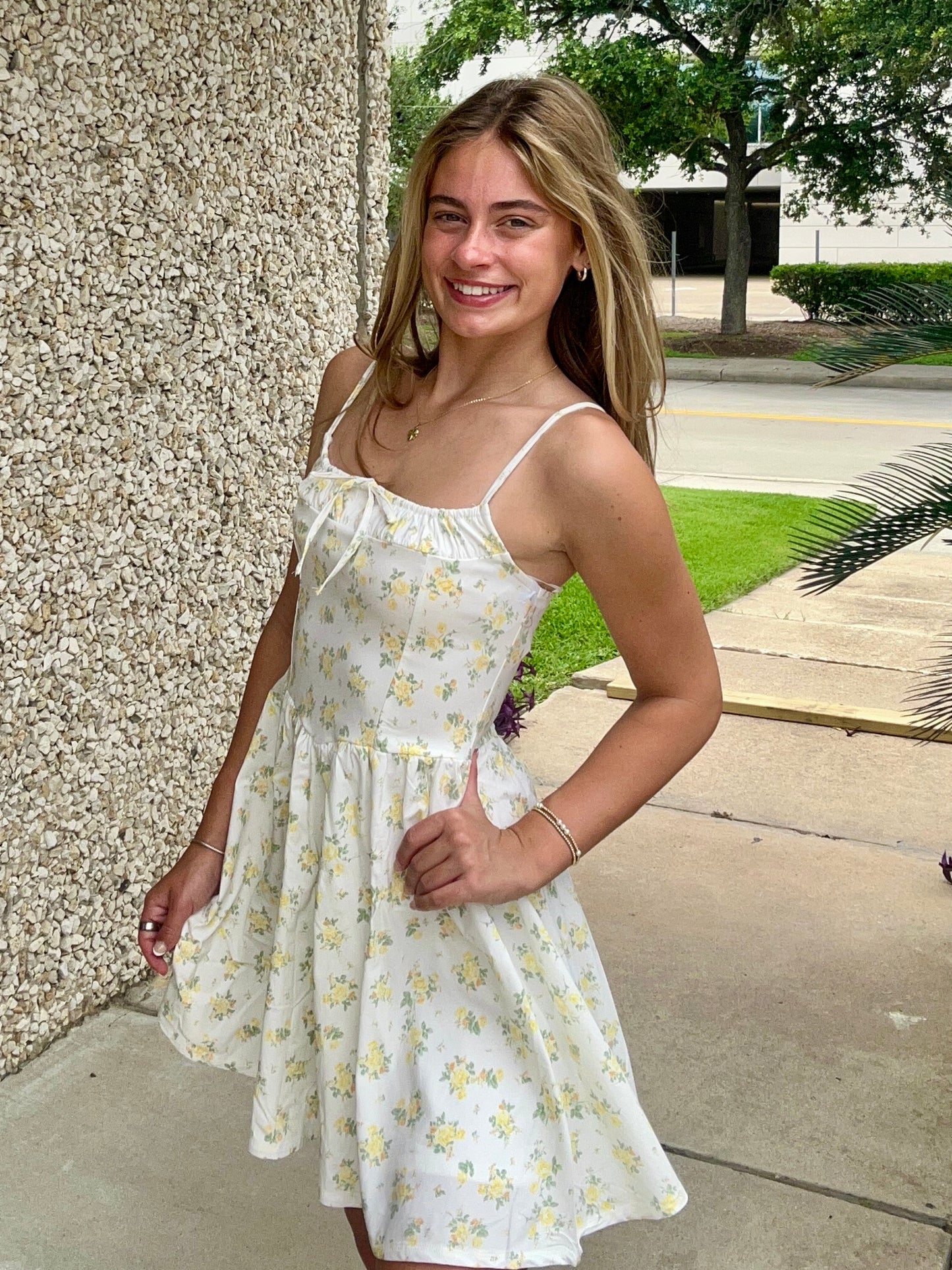Blashe Ruched Front Floral Mini Dress