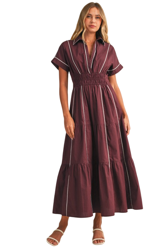 Klesis Smocked Waist A Line Maxi Dress
