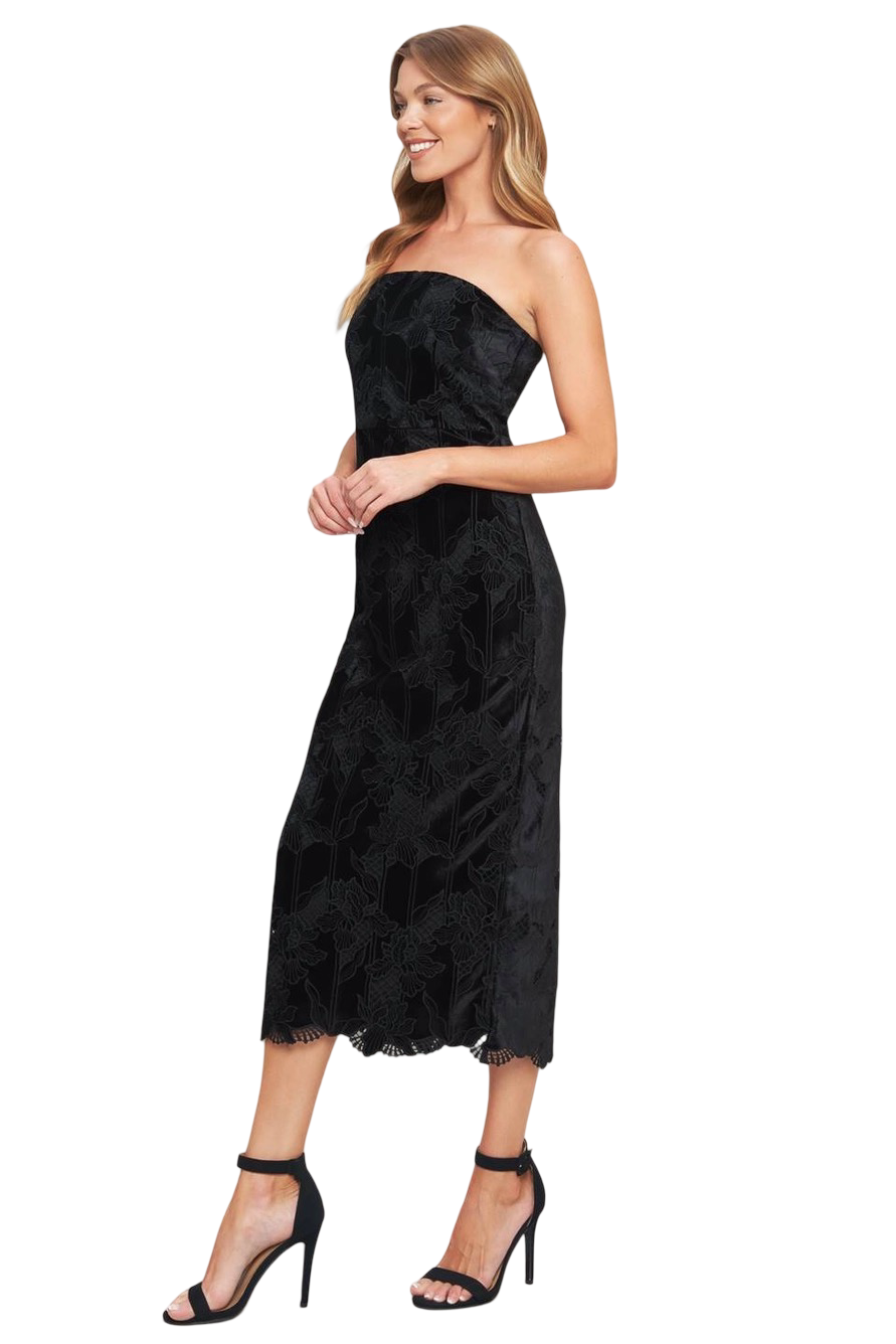 Apparel- Flying Tomato Woven Velvet Lace Midi Dress