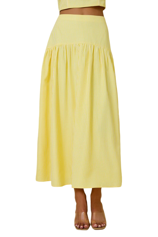 Day+Moon Gingham Flared Maxi Skirt