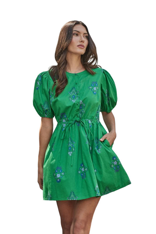 Sugarlips Halina Floral Alba Puff Sleeve Mini Dress