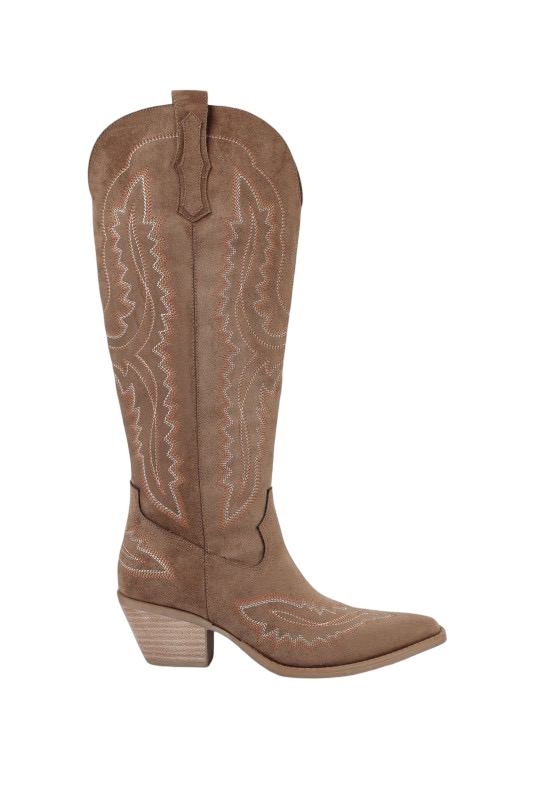 Boots- Mi.iM Tess-Samara Stitch Western Tall Suede Boots