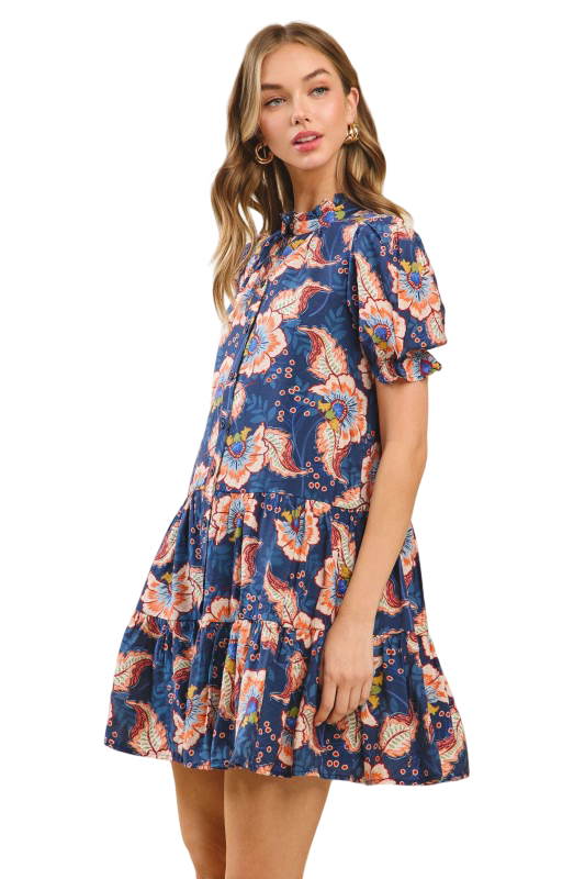 Apparel- Sugarlips Poly Floral  Ruffle Mini Dress