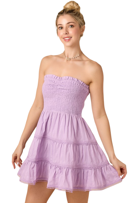 Apparel- Baby Pink Smocked Tube Mini Dress