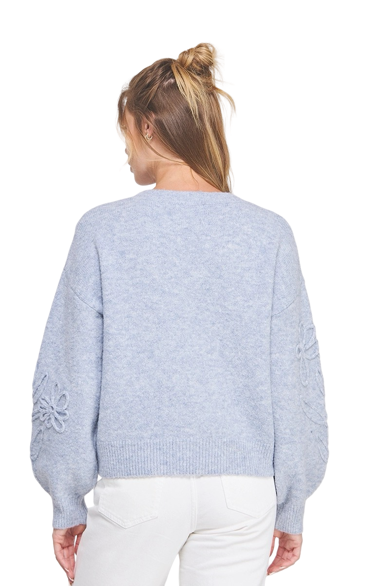 Apparel-Allie Rose Floral Embroidery Sweater Top