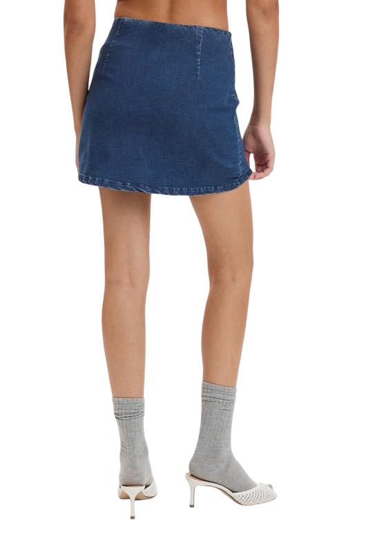 Olivaceous Side Zip Denim  Mini Skirt