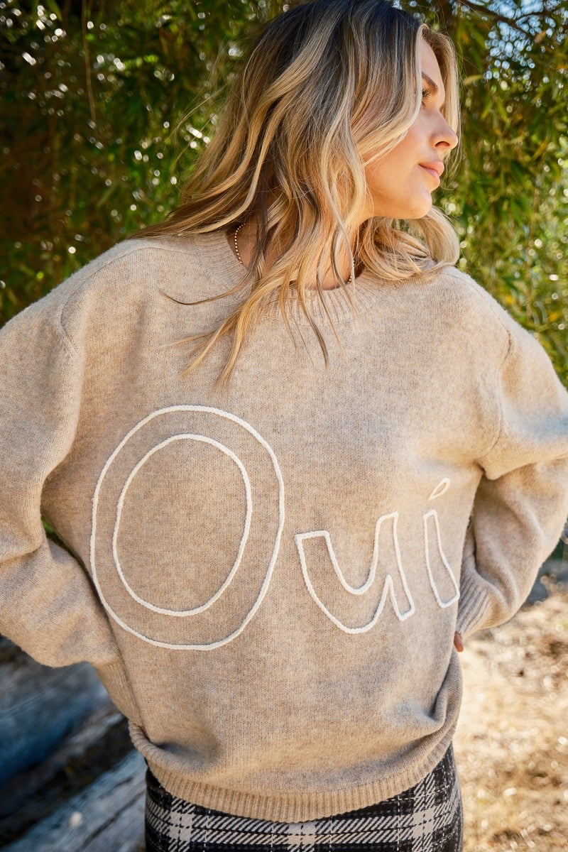 Apparel- And The Why Oui And Yes Embroidered Sweater