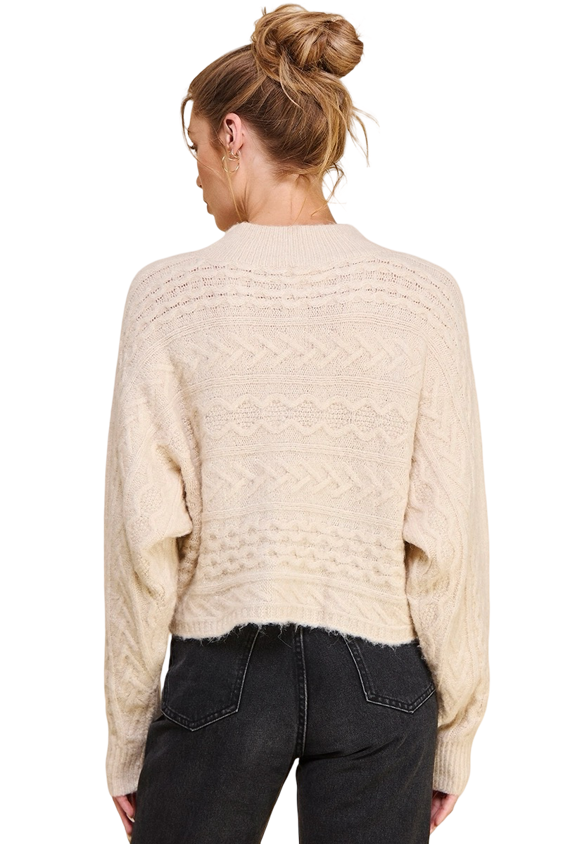 Apparel-Allie Rose Geometric Mock Neck Sweater Top