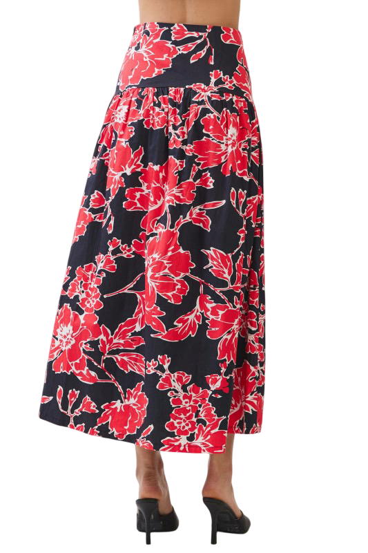 TCEC Floral Print Drop Waist Maxi Skirt
