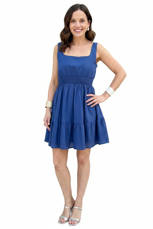Needii Square Neck Smocked Mini Dress