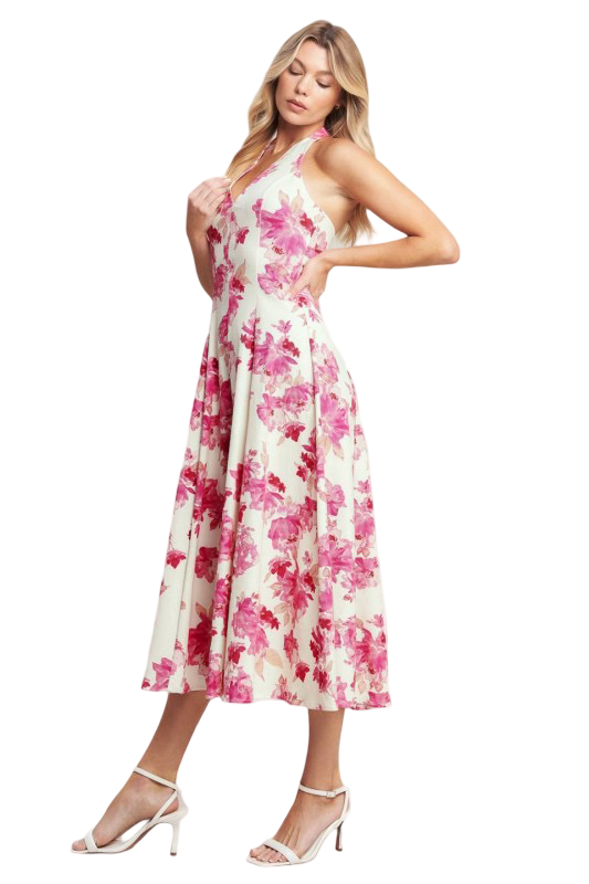 Flying Tomato Floral Halter Midi Dress