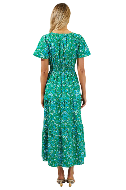 Apparel- Sugarlips Alina Floral Palmer Poplin Tiered Maxi Dress