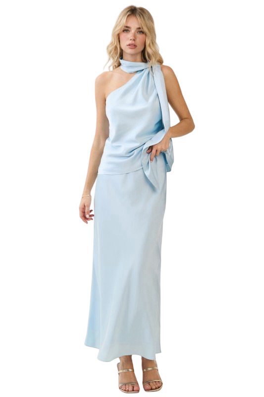 TCEC Solid Satin Maxi Skirt