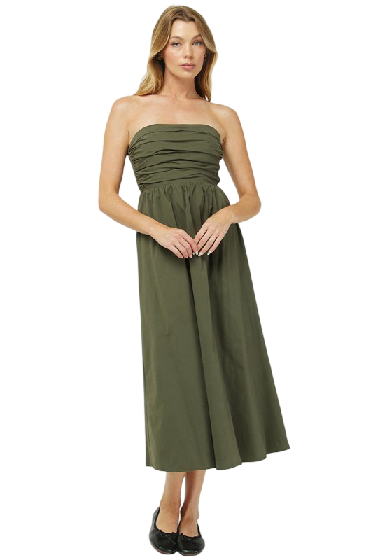 Needii Strapless Ruched Bodice Maxi Dress