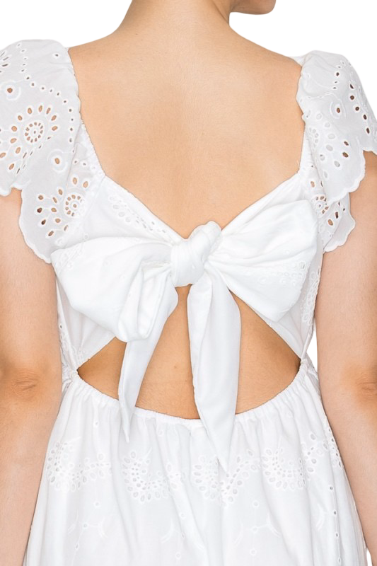 Haute Monde Lace Embroidery Eyelet Midi Dress