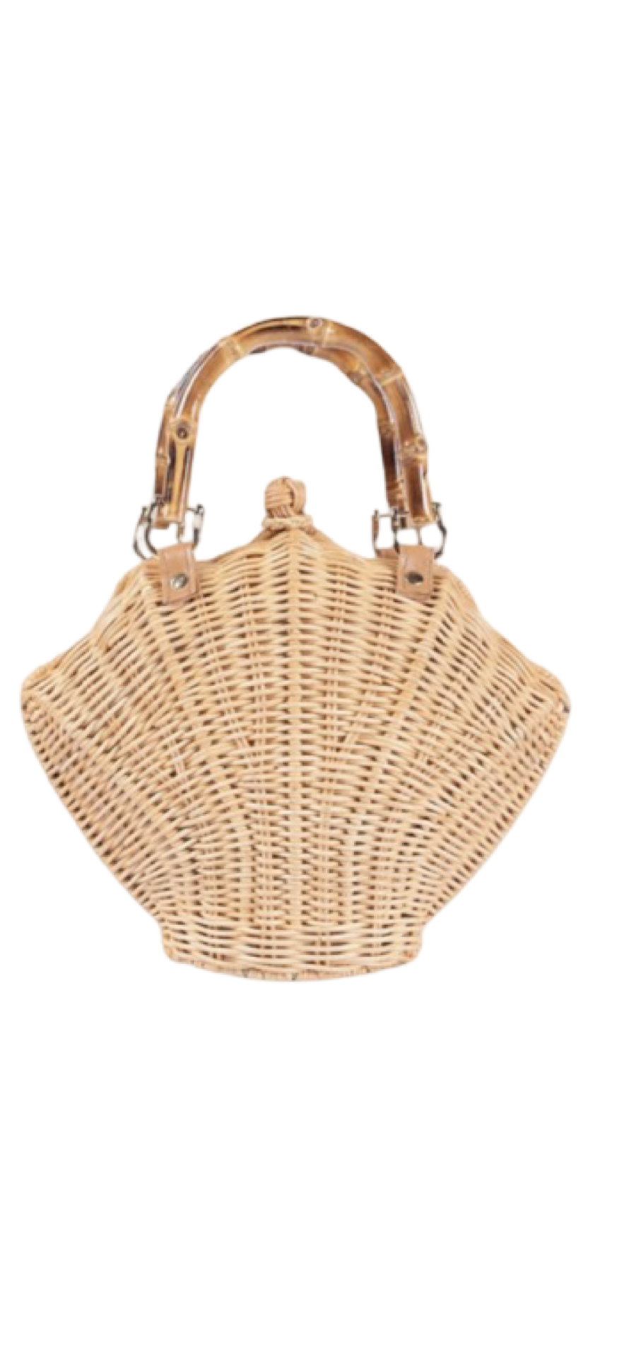 Jelavu Hamptons Collection Crafted Clam Shell Wicker Straw Clutch