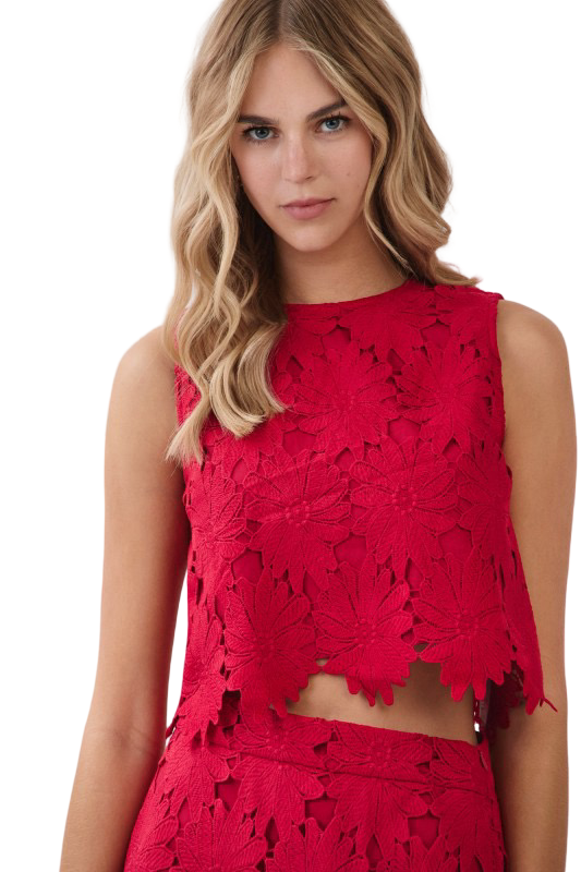 TCEC Lace Scalloped Edge Crop Top