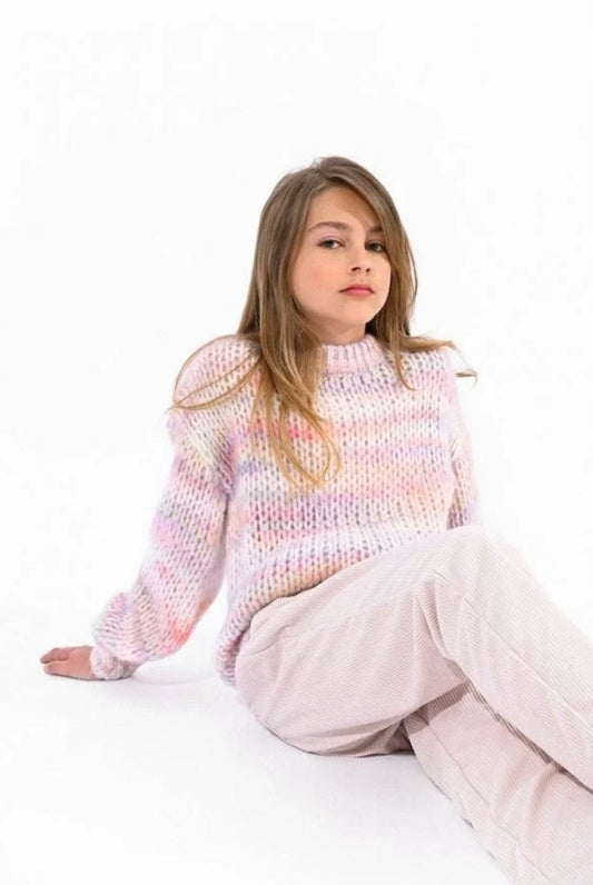 Girls-Mini Molly Bracken Knitted Multi Crew Neck Sweater