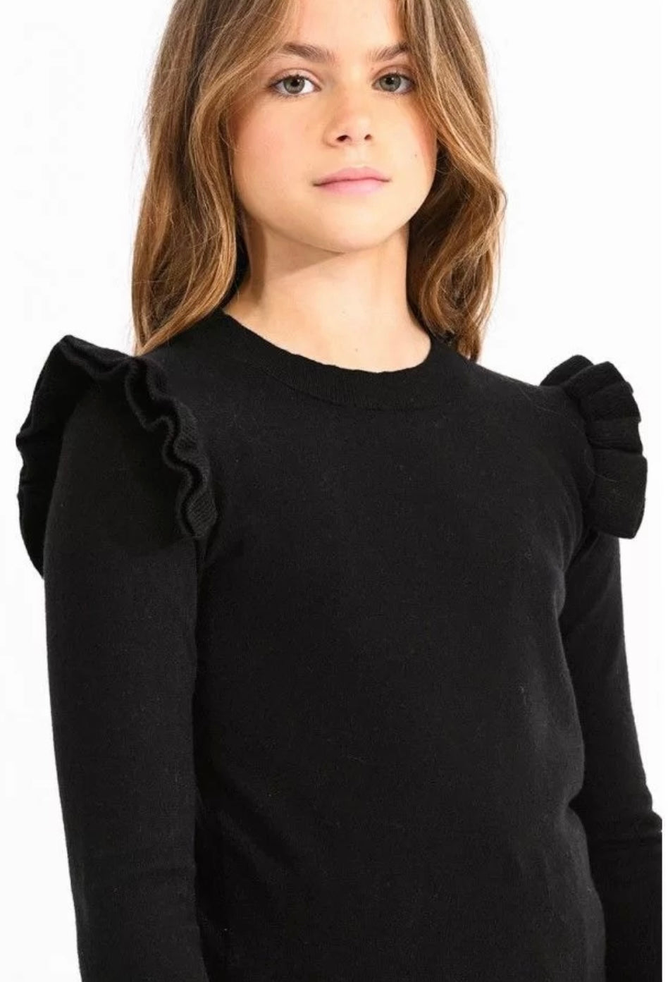Girls-Mini Molly Bracken Fitted Ruffle Sleeve Sweater Top