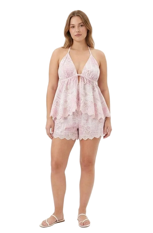 Needii Cotton Eyelet Patchwork Shorts