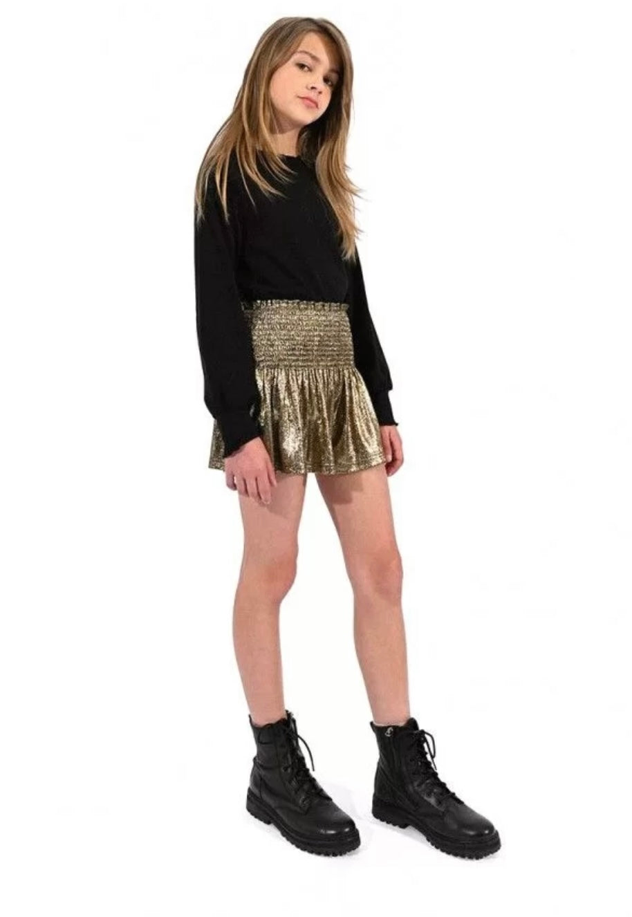 Girls-Mini Molly Bracken Smocked Metallic Shorts