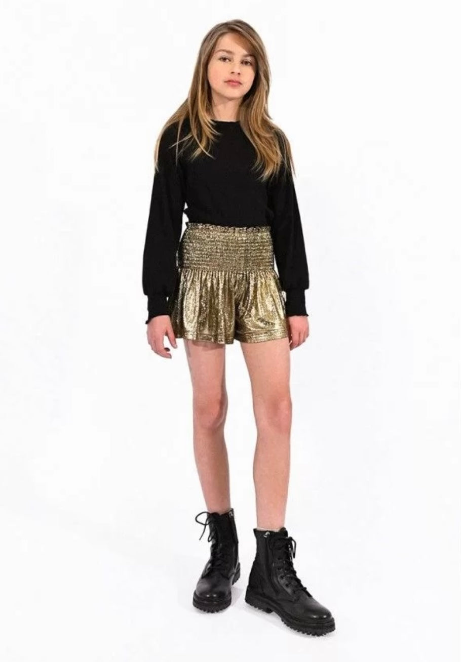 Girls-Mini Molly Bracken Smocked Metallic Shorts