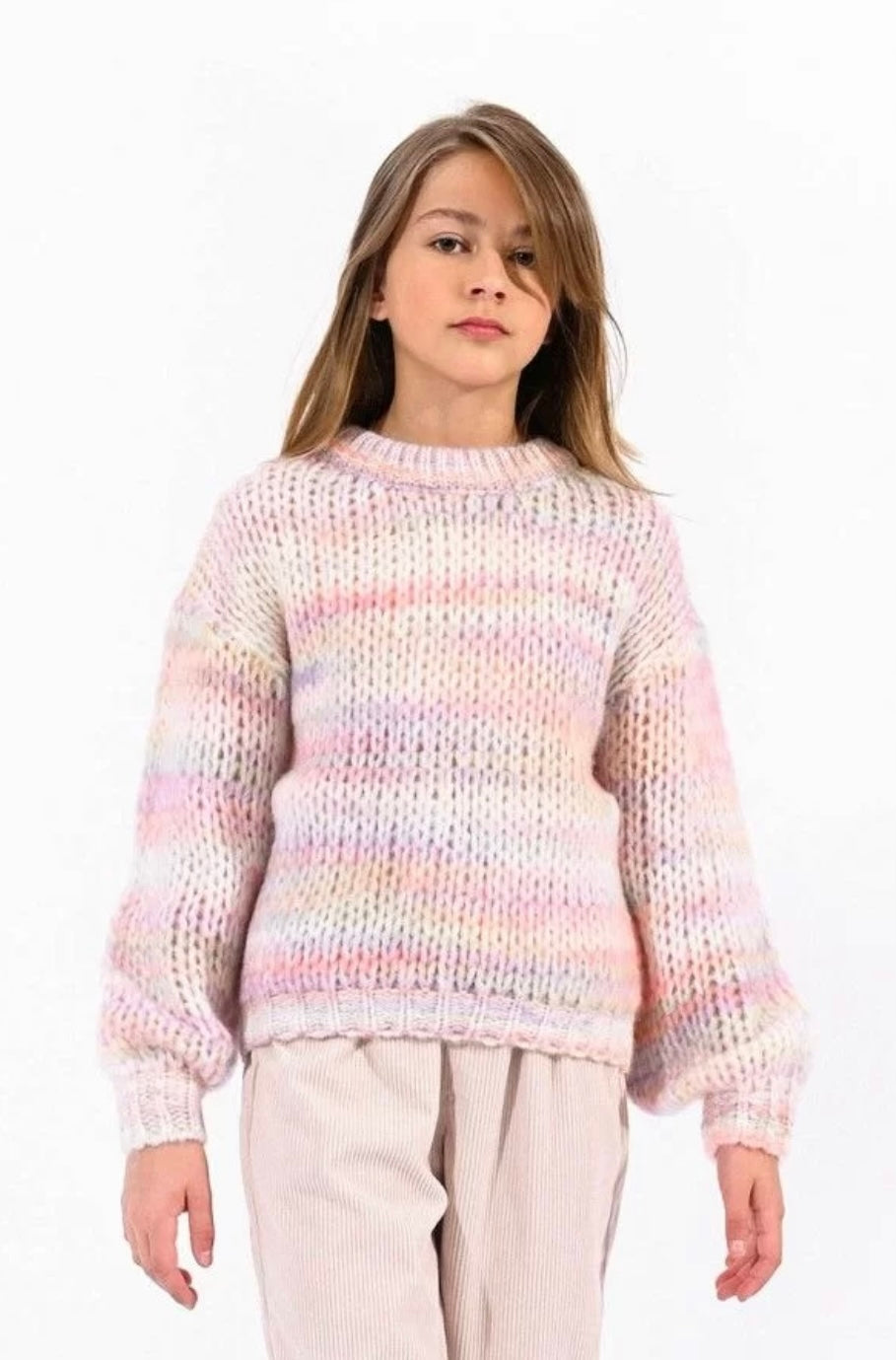 Girls-Mini Molly Bracken Knitted Multi Crew Neck Sweater
