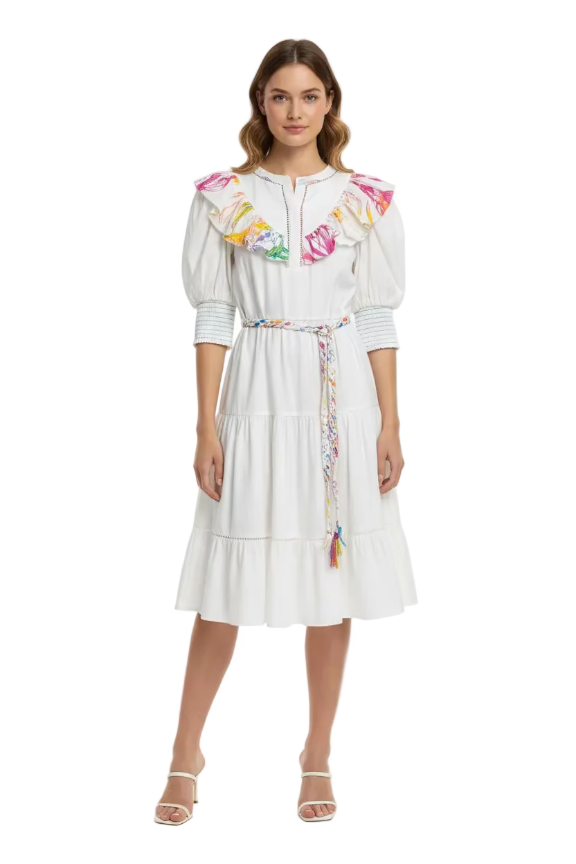 Alden Adair Ruffle Embroidery Kaiya Dress