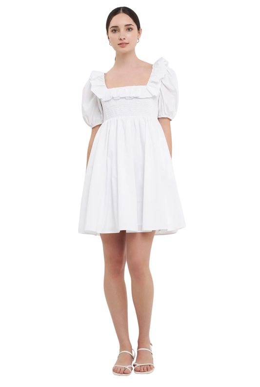 Apparel- English Factory Smocked Puff Sleeve Dress