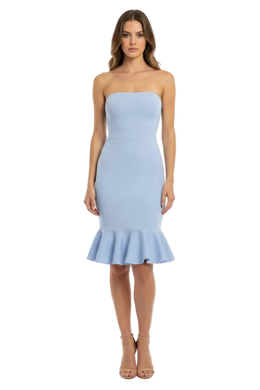 Mable Strapless Ruffle Bottom Mini Dress