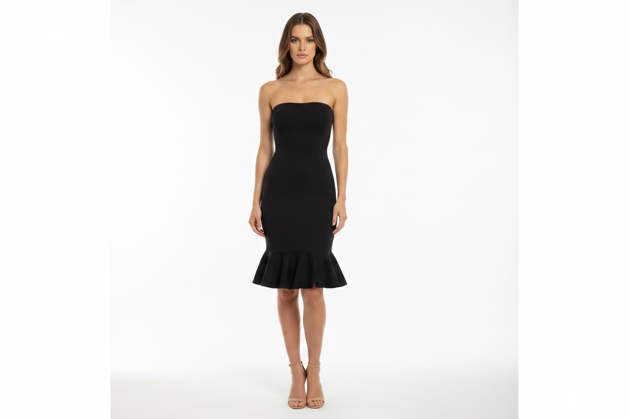 Mable Strapless Ruffle Bottom Dress