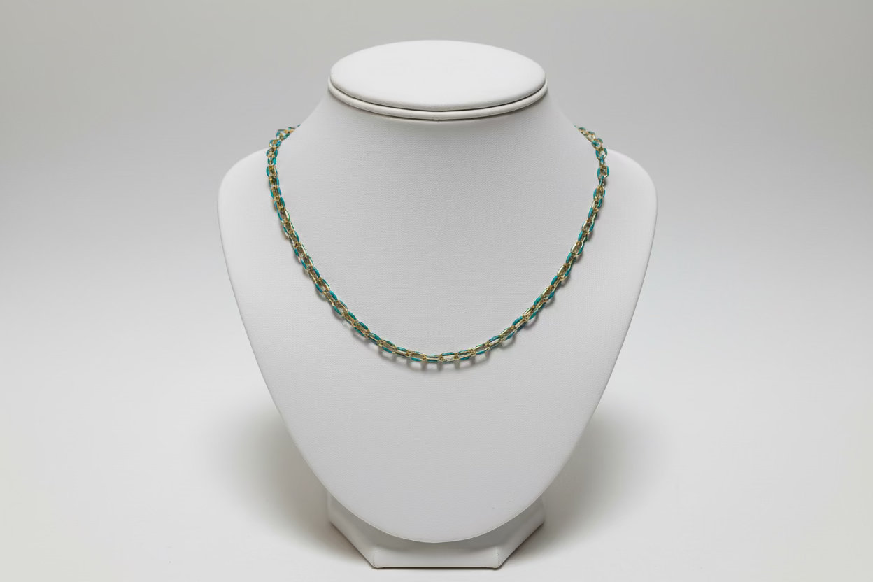 Necklaces- M&E Bling Enamel Small Paperclip Chain