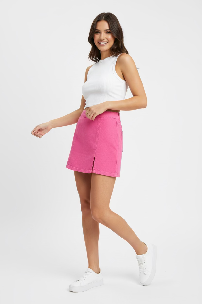 English Factory Pastel Denim Mini Skort