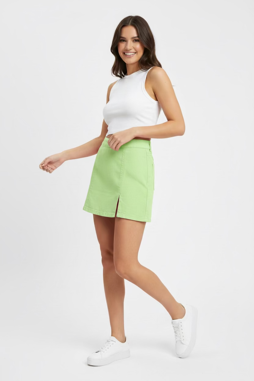 English Factory Pastel Denim Mini Skort