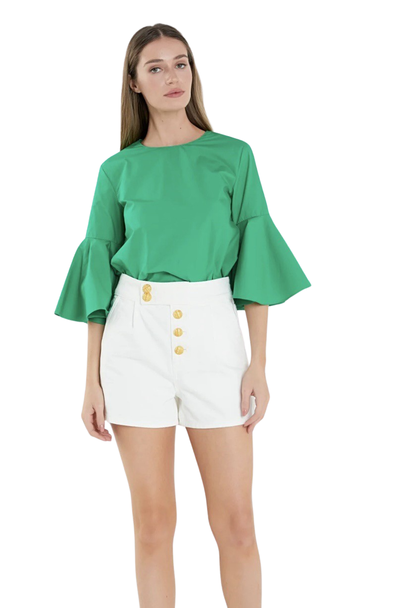 Apparel- English Factory Ruffled Cotton Blend Top