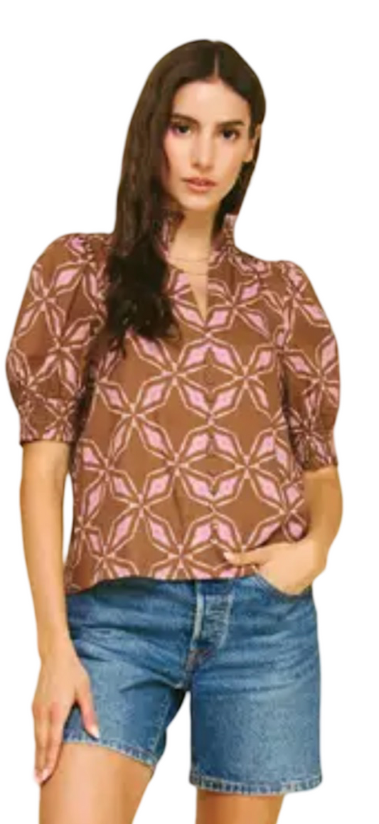 Apparel- Pinch Geometric Short Sleeve Top