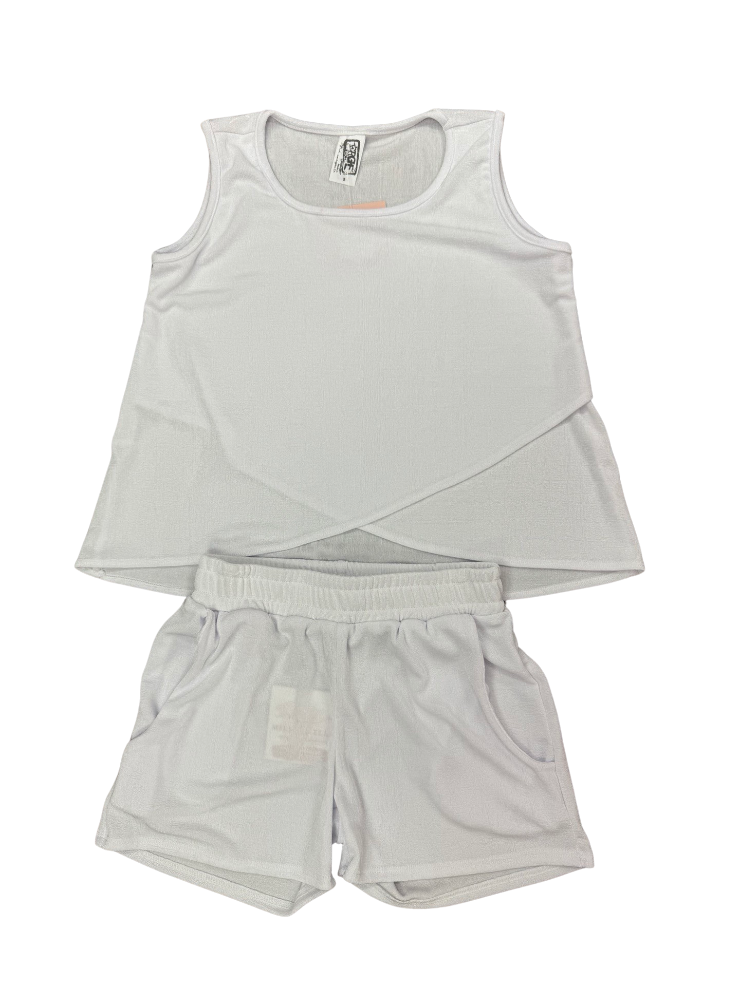 Girls- Erge Solid Slinky Layer Bottom Tank and Short Set