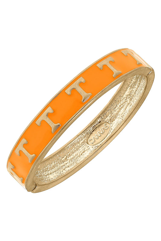 Bracelets- Canvas Game Day Tennessee Logo Enamel Bangle in Worn Gold