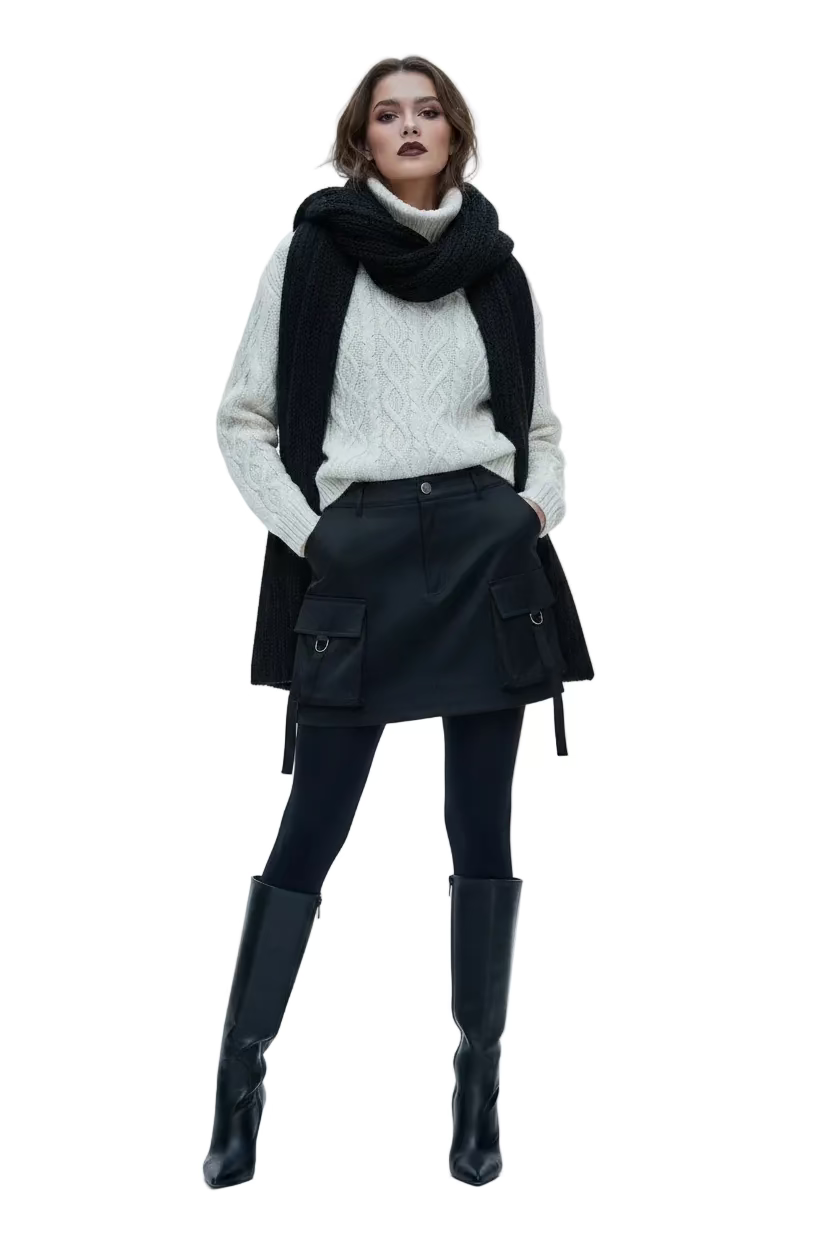 Fore- Cargo Style Silk Mini Skirt