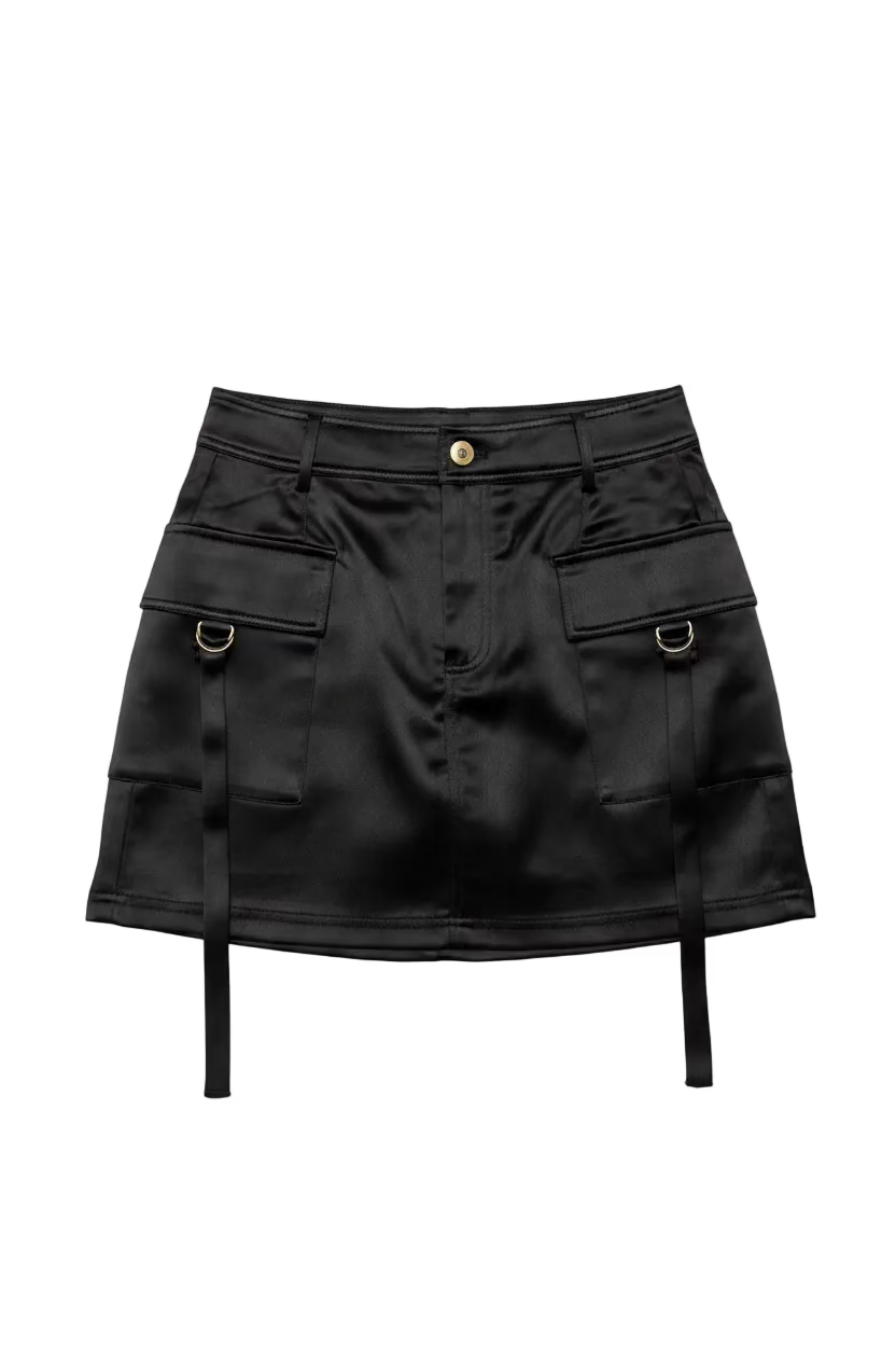 Fore- Cargo Style Silk Mini Skirt