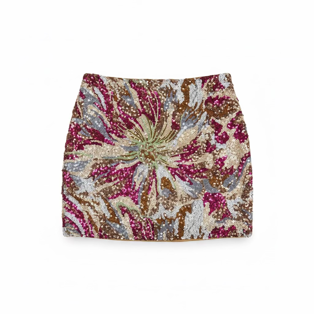 Fore- Multi Pattern Sequin Fall Mini Skirt