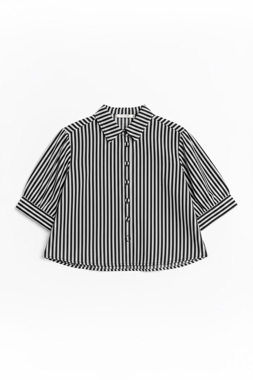 Olivaceous Christen Puff Sleeve Button Front Blouse Top