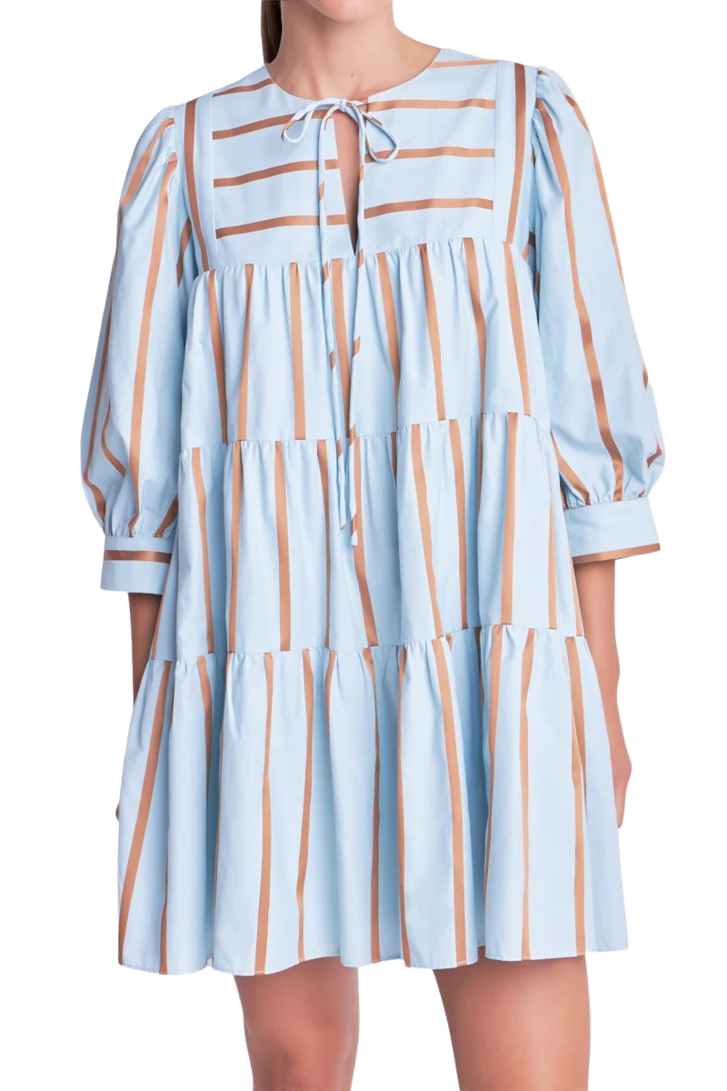 Apparel- English Factory Striped Blouson Mini Dress