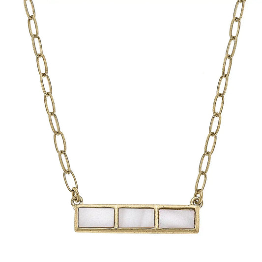 Necklaces- Canvas Halston Mother Of Pearl Bar Necklace