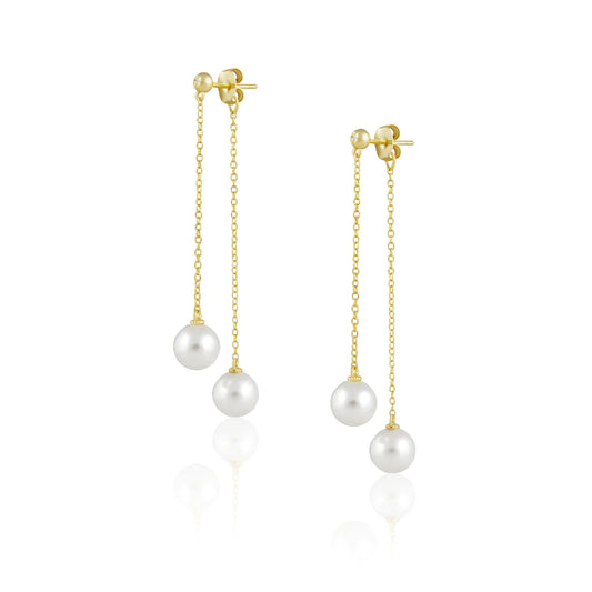 Earrings- Sahira Design Xana Double Pearl Dangle Earrings
